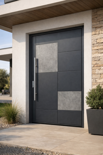 Porte d'entrée haut de gamme à Toulouse pour maison d'architecte en Haute-Garonne avec Foissac Fermetures