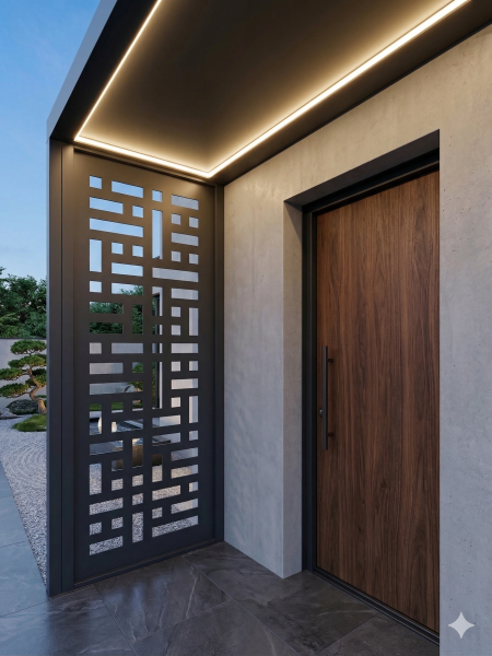 Vente auvent de porte d'entrée en aluminium sur mesure avec éclairage LED à Toulouse (31)