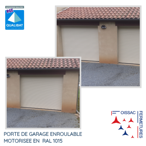 Installation de deux portes de garage enroulables motorisés en aluminium thermolaquée à 