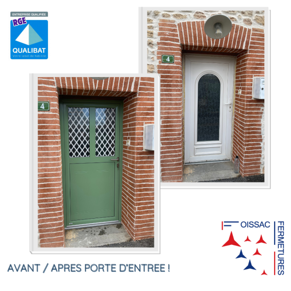 Fabrication et installation d'une porte d'entrée aluminium sur mesure entière personnalisée à St Léon (31) en Haute-Garonne 